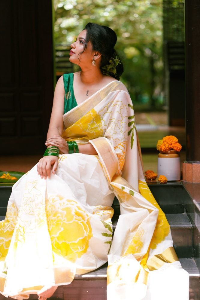 Gulmohar (Golden yellow embroidered)) | KeralaSaree by  Swethhttps://www.keralasaree.com/product-page/gulmohar-golden-yellow -embroidered