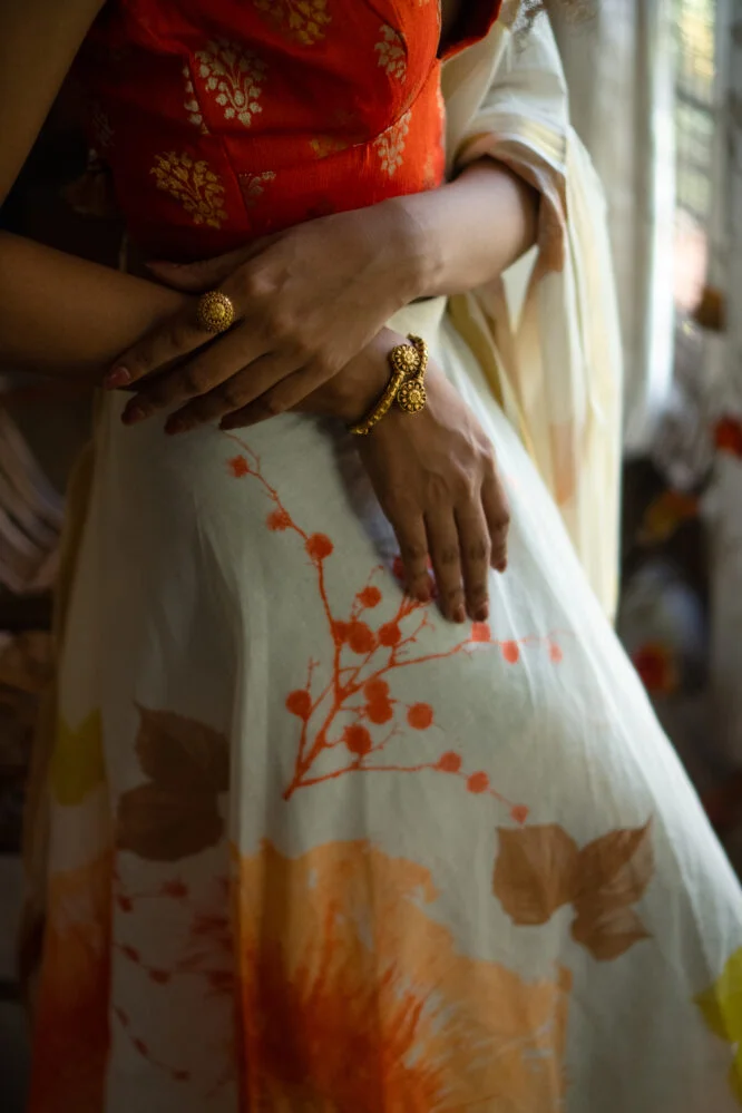 Orange Dried Flower Dhawani - Image 3