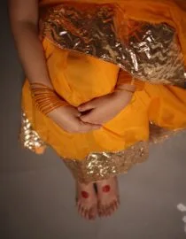 Turmeric Handloom Silk Cotton with Handwoven Gota Borders