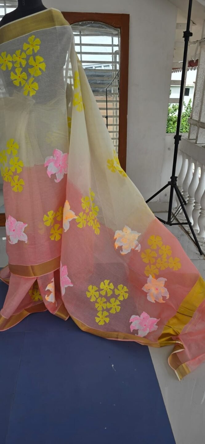Handpainted Peach Ombre Floral