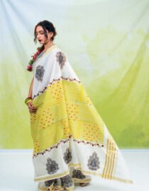 Green Yellow Checks with Black Embroidery