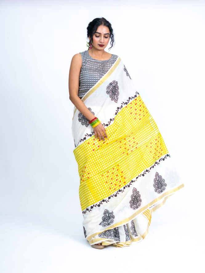 Green Yellow Checks with Black Embroidery - Image 8