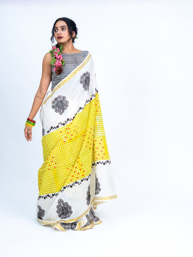 Green Yellow Checks with Black Embroidery - Image 6