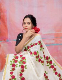 Red Roja Embroidery Saree