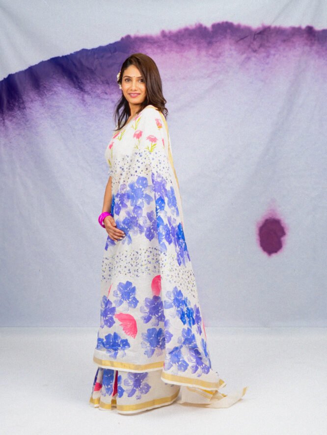 Lavenders Floral Saree - Image 3