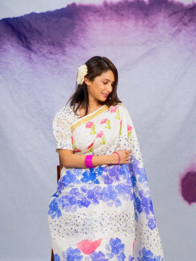 Lavenders Floral Saree - Image 2