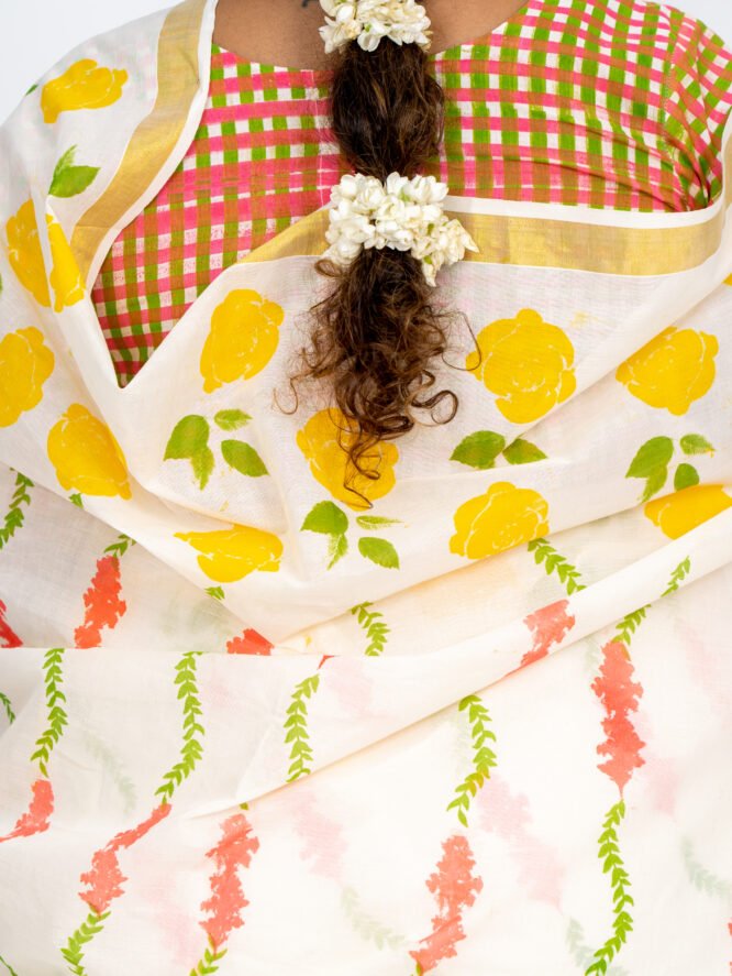 Citrus Floral Saree - Image 4