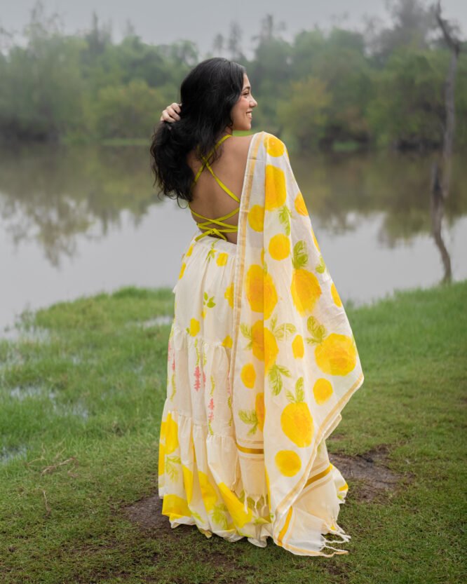 Citrus Yellow Floral Dhavani