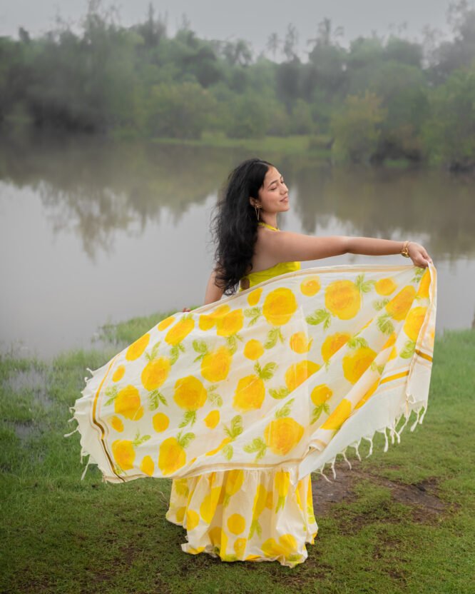 Citrus Yellow Floral Dhavani - Image 7