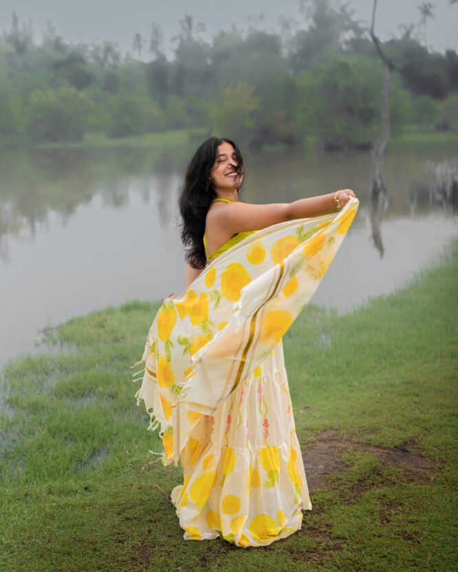 Citrus Yellow Floral Dhavani - Image 6