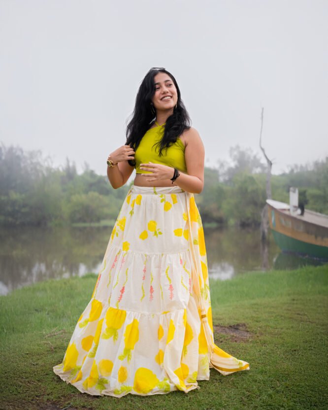 Citrus Yellow Floral Dhavani - Image 4