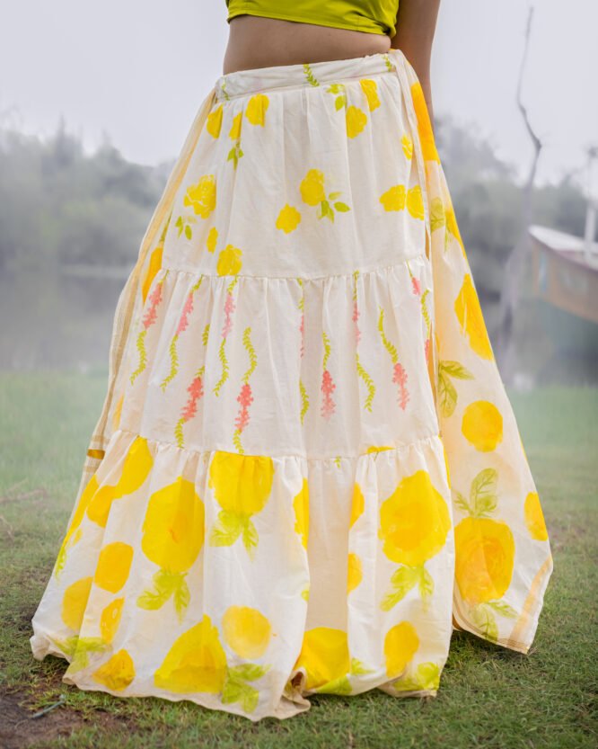 Citrus Yellow Floral Dhavani - Image 3