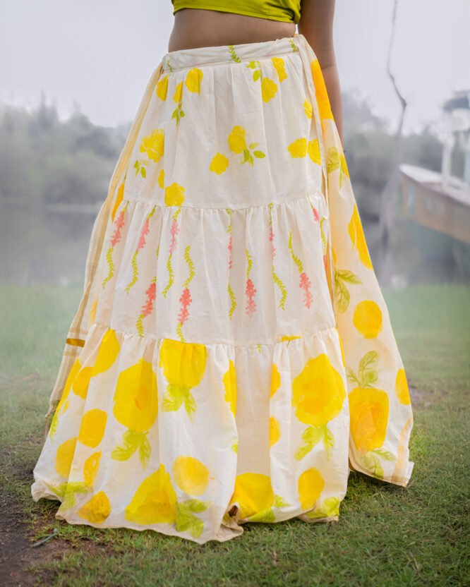 Citrus Yellow Floral Dhavani - Image 2