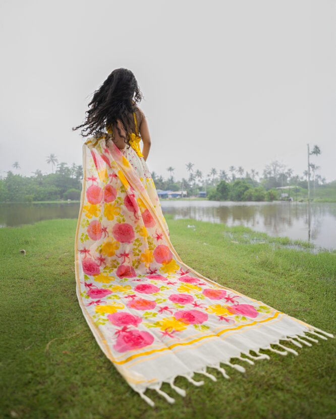 Bubble Gum Pink Yellow Floral Dhavani
