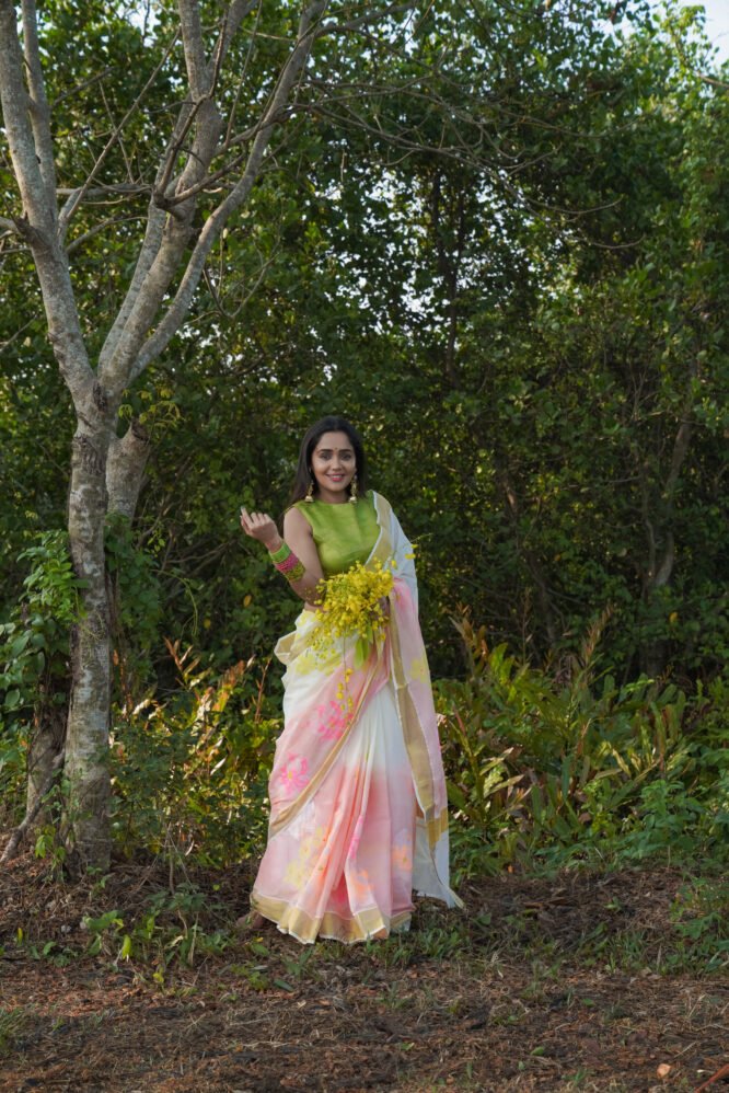 Handpainted Peach Ombre Floral - Image 5