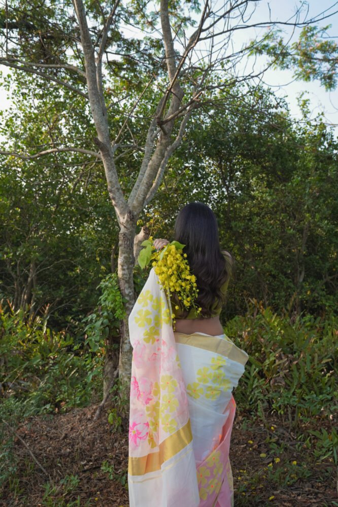 Handpainted Peach Ombre Floral - Image 4